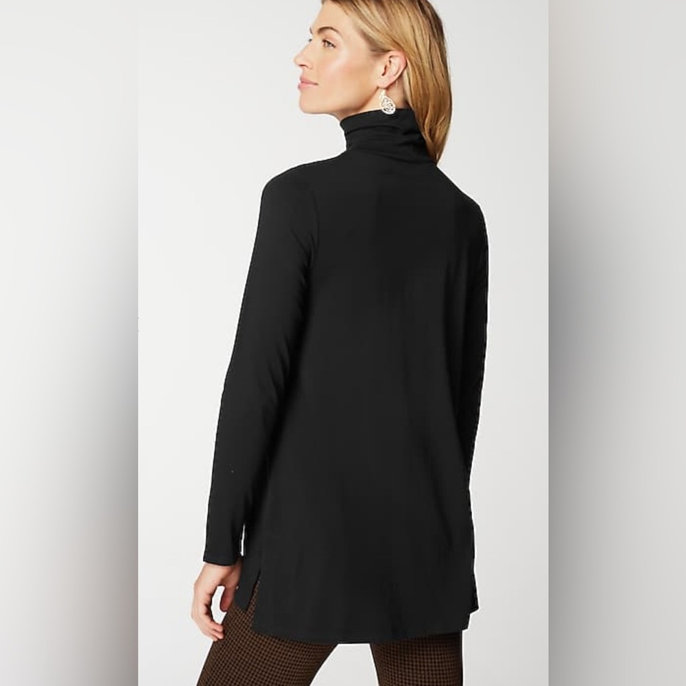 SOLD J Jill Women Petite M Black Luxe Supima Everyday Turtleneck Tunic Top Luxur - Picture 3 of 10